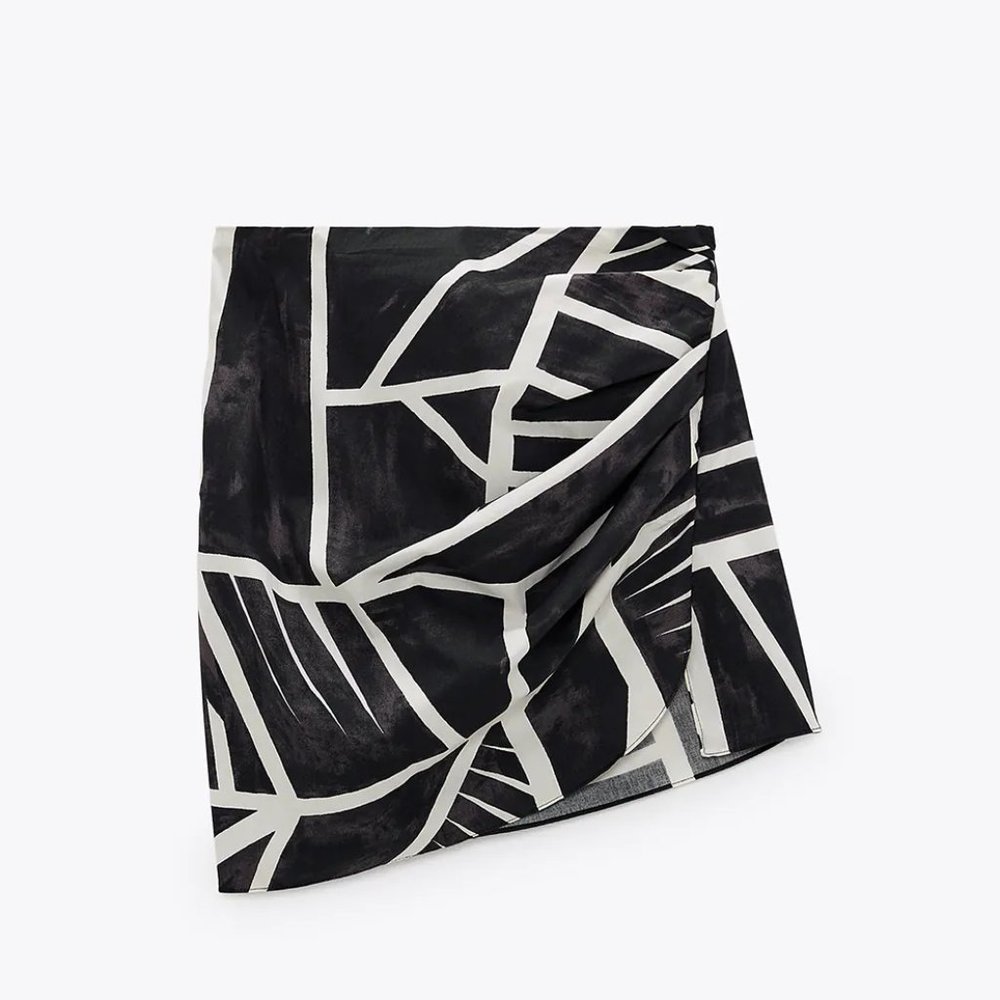 Zara 2 Piece Crop Top + Draped Printed Skirt Co-Ord Set - Picture 12 of 16